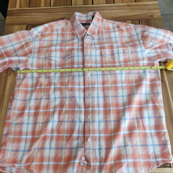 Roper Men Shirt Button-Up Collar 100% Cotton Long Sleeve Orange Plaid Size XL - Picture 3 of 5
